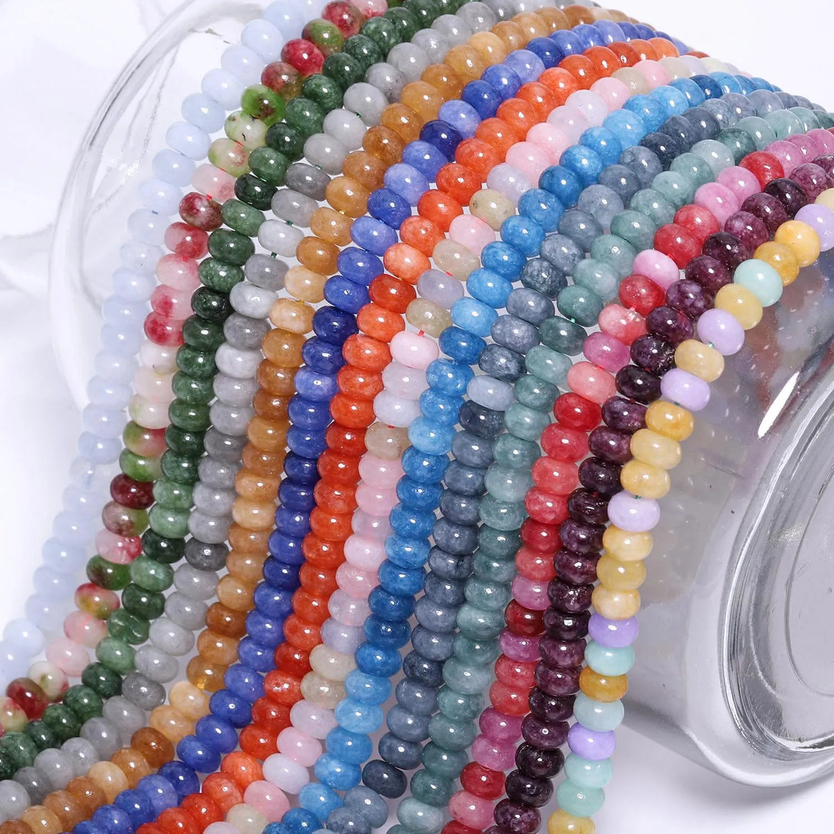 Stone Beads Multicolor Jade-Style Abacus Spacers for DIY Jewelry Making