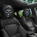 2pcs, Mechanical Skull Print Car Headrest Covers,  Elastic Design, 3D Realistic Printing,