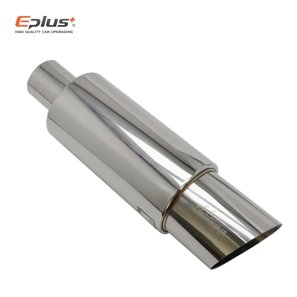 Stainless Steel Car Exhaust Drum Muffler Tail Pipe Universal 51-63mm