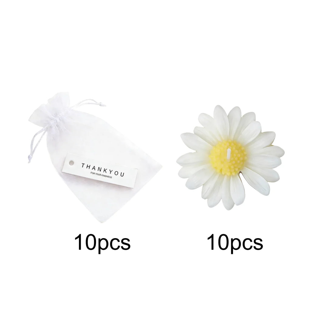 1pc/5pcs/10pcs Daisy Shaped Candles Set - Wedding Favors Gift Basket, Bridal Shower Decor, Scented Soy Wax For Home Fragrance