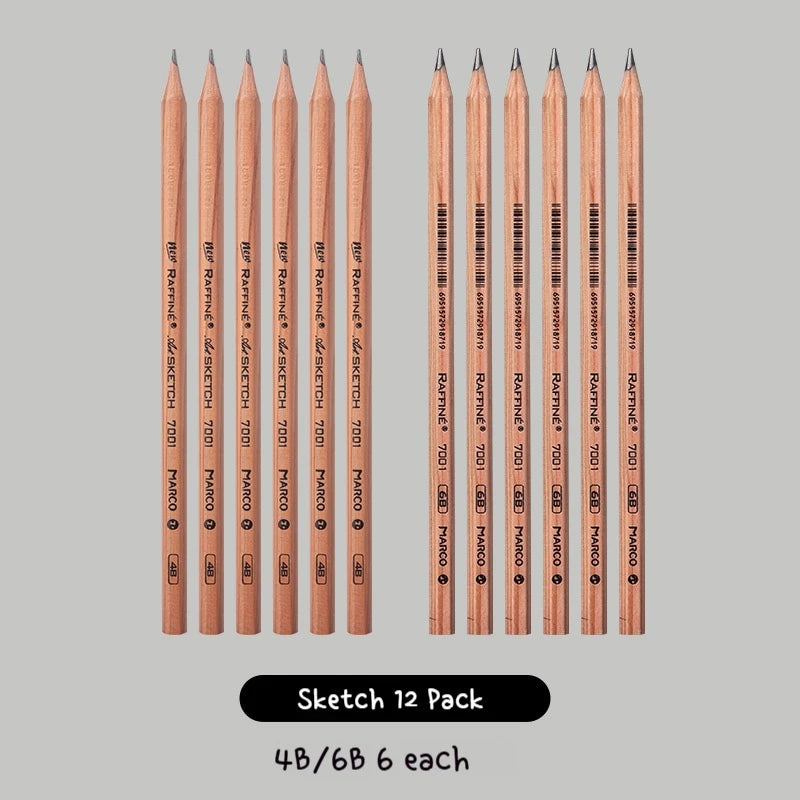 Graphite & Charcoal Sketch Pencils, Borrence — Single Grade & Mixed Packs