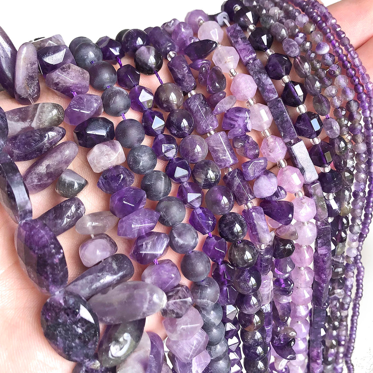 Stone Beads Purple Amethyst-Style Assorted Shapes for DIY Jewelry Making