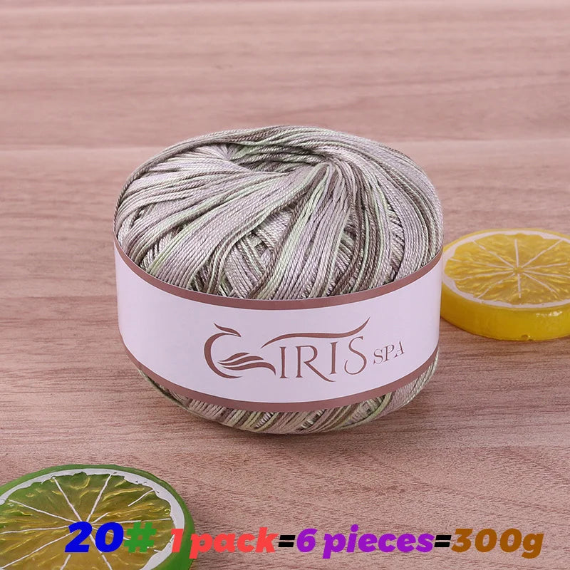 Yarn, Fine Lace with Gradient Colors for Crochet Shawls & Summer Knitwear