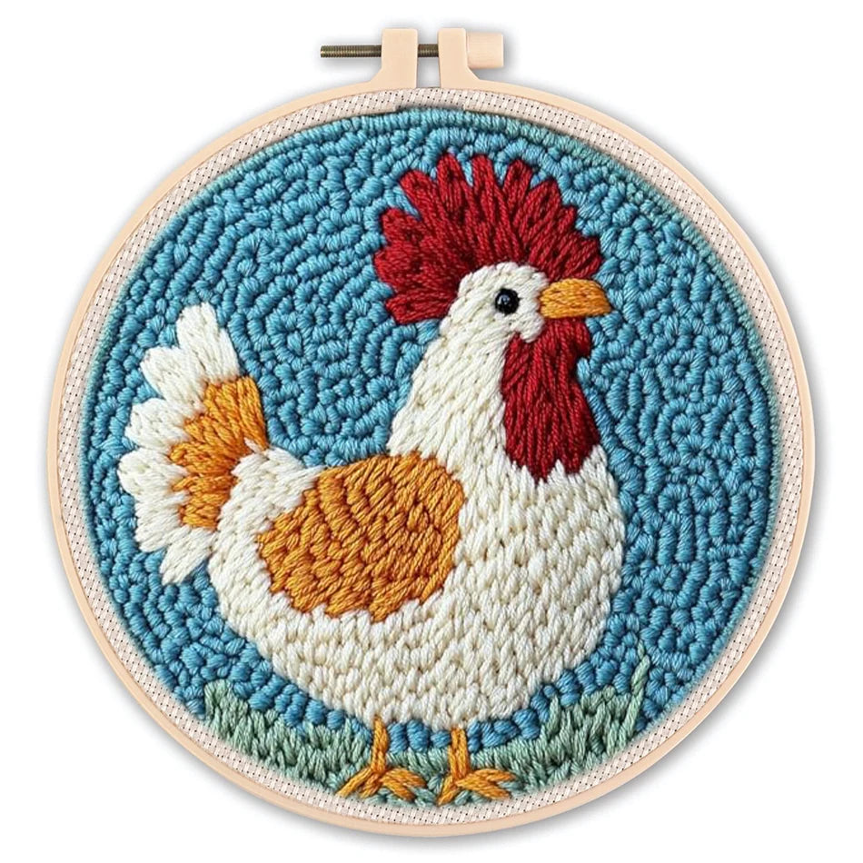 Punch Needle Kit, Animal Patterns with Frame for Handmade Embroidery Art