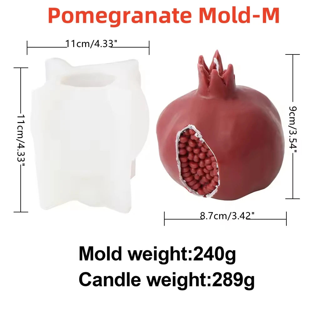 Pomegranate Candle Mold - Silicone 3D Fruit Mold S/M/L