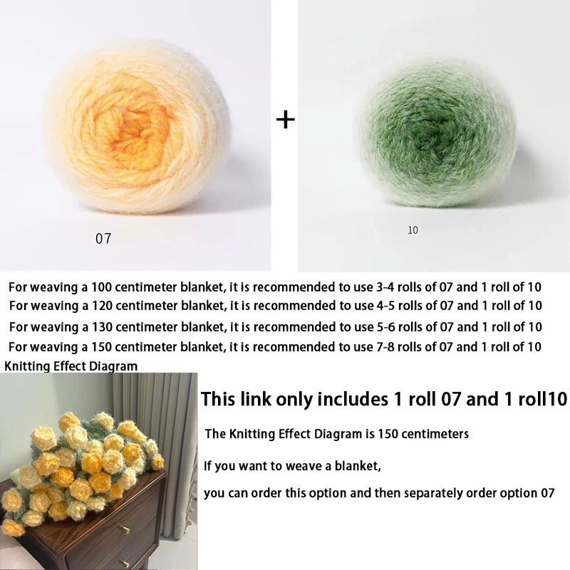 Yarn, Long-Color Gradient for Knitted Blankets, Flowers & Handmade Crafts