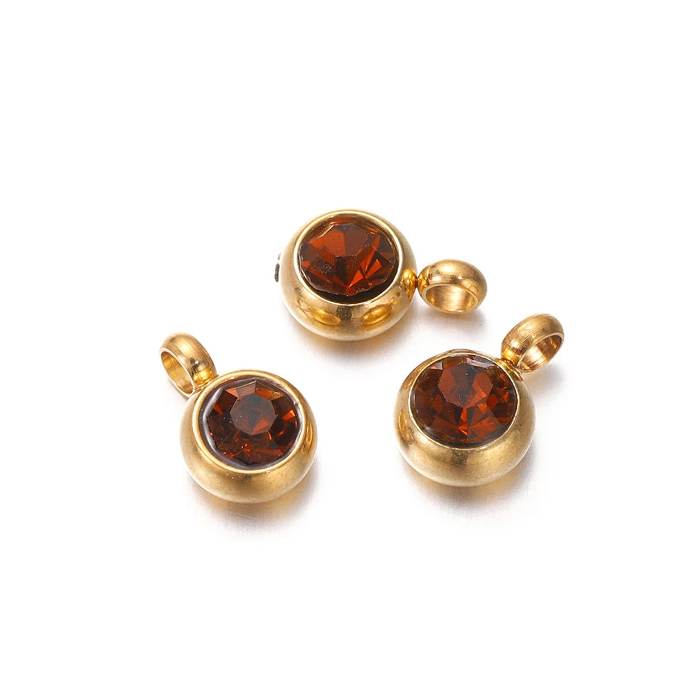 Earring Components Stainless Steel Birthstone Necklace Pendant Craft Supplies