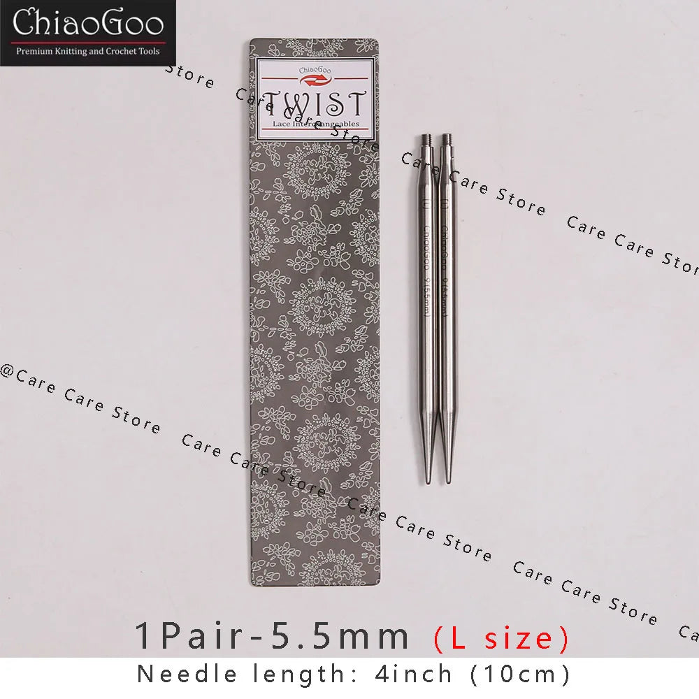 Knitting Needle Tips, ChiaoGoo TWIST Stainless Steel Interchangeable Pair