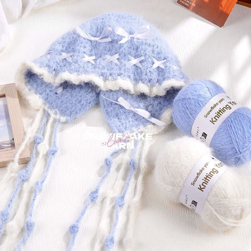 Yarn, Long-Pile Snowflake Texture for Shawls, Sweaters, Hats & Scarves