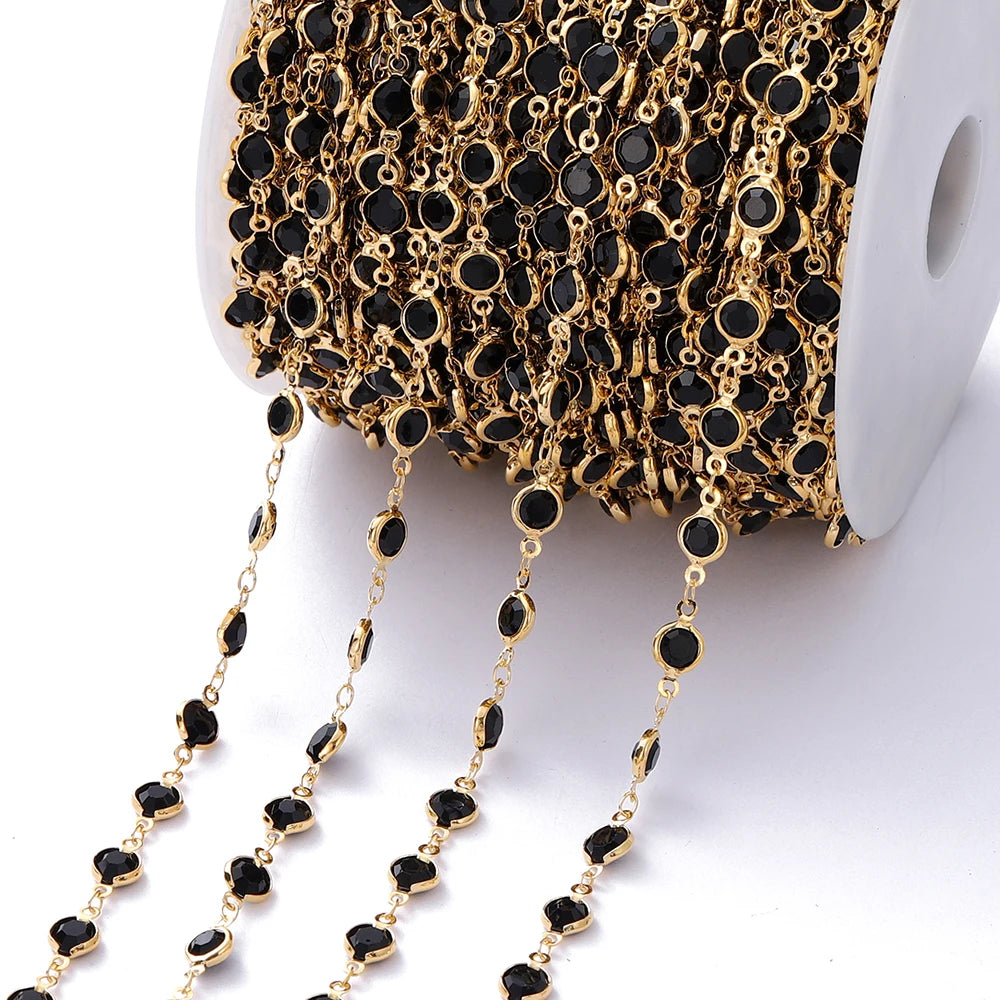 Metal Beads Colorful Crystal Beaded Chain Glass Necklace Chain Bracelet Supplies