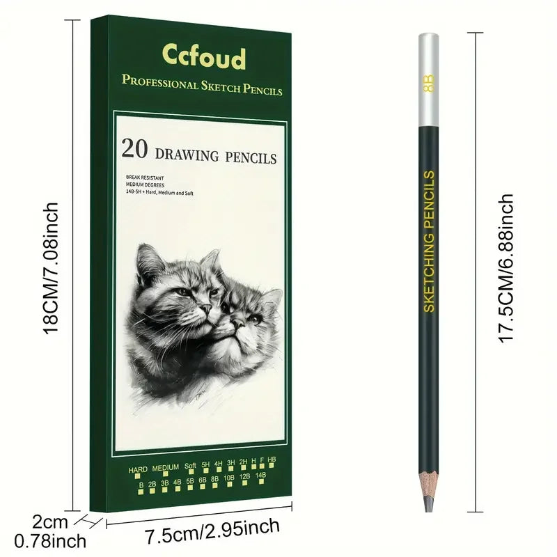 Drawing & Sketching Kit with Travel Case — 20 to 96 Pieces