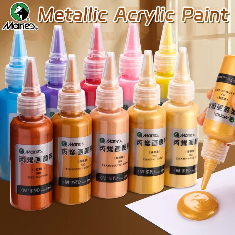 Marie's Metallic Acrylic Paint 50ml — Pearlescent & Shiny Pigments