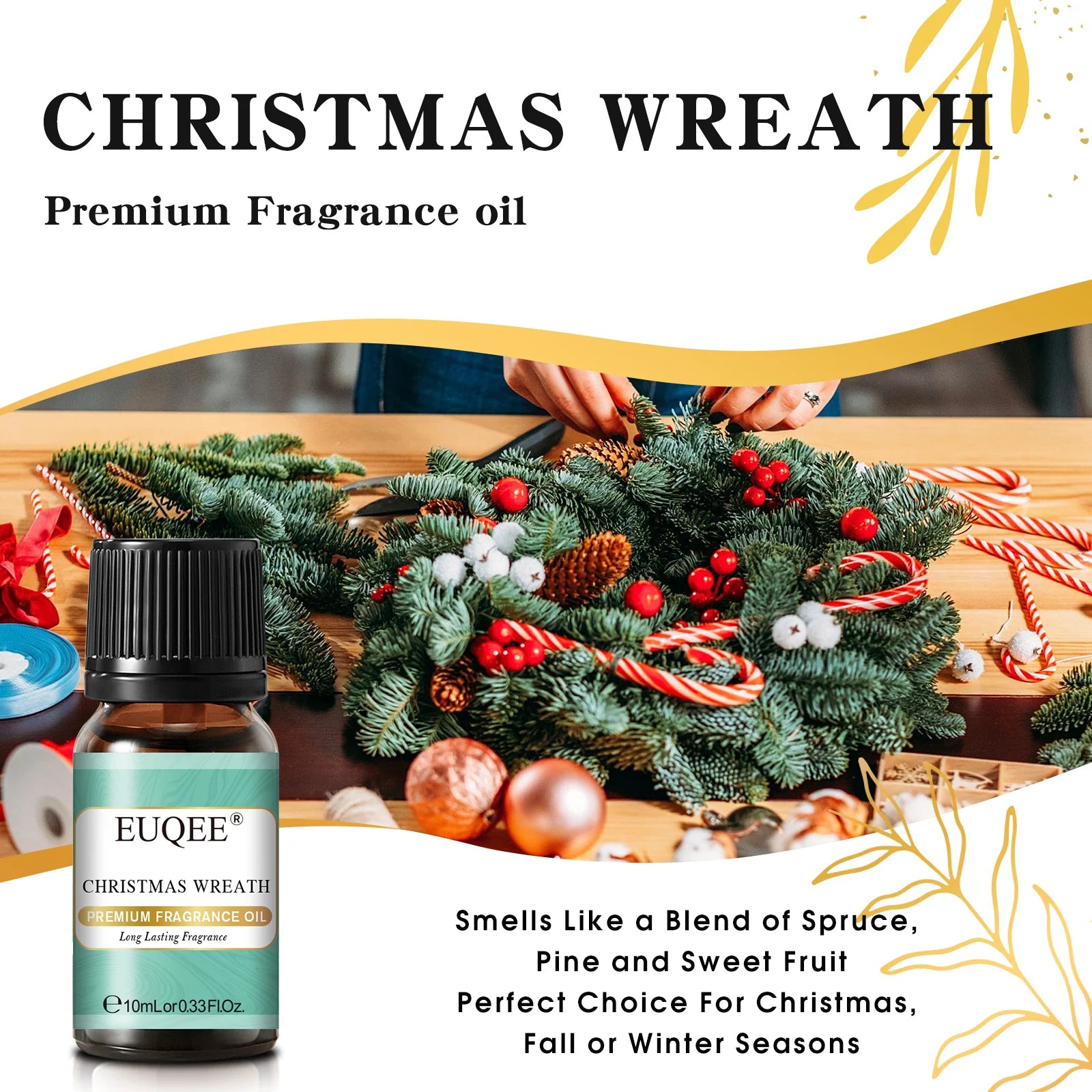EUQEE 10ML Men's Fragrance Oil For Car Diffuser,Making Candle Leather Forest Pine Coffee Cake Cedarwood Bay Rum 1pcs/3pcs/6pcs