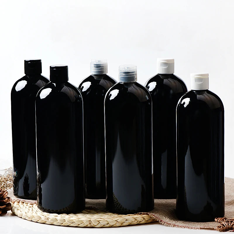 Flip-Top Bottles Empty Large PET Black White Clear Packaging 8 Pack