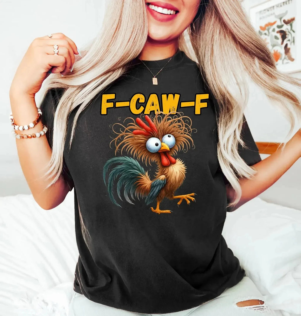 T-Shirt Unisex F-CAW-F Funny Rooster Meme Graphic Tee Humorous Novelty Shirt