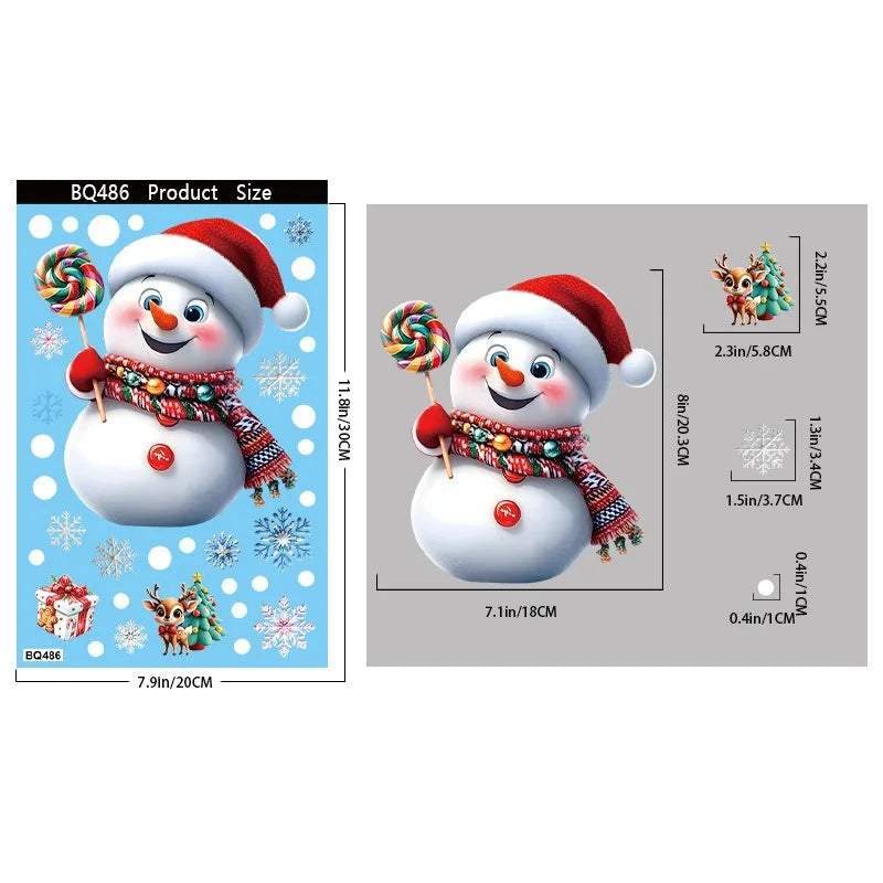 Christmas Window Stickers Gingerbread Man Santa Claus Snowman Snowflake Xmas Stickers Navidad Ornaments Merry Christmas Decor