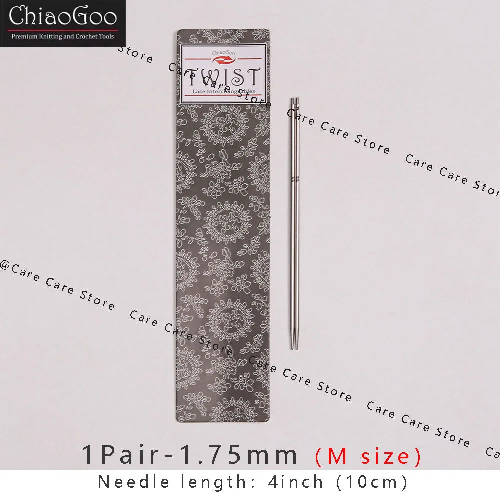 Knitting Needle Tips, ChiaoGoo TWIST Stainless Steel Interchangeable Pair