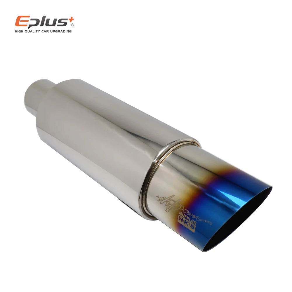 Stainless Steel Car Exhaust Drum Muffler Tail Pipe Universal 51-63mm