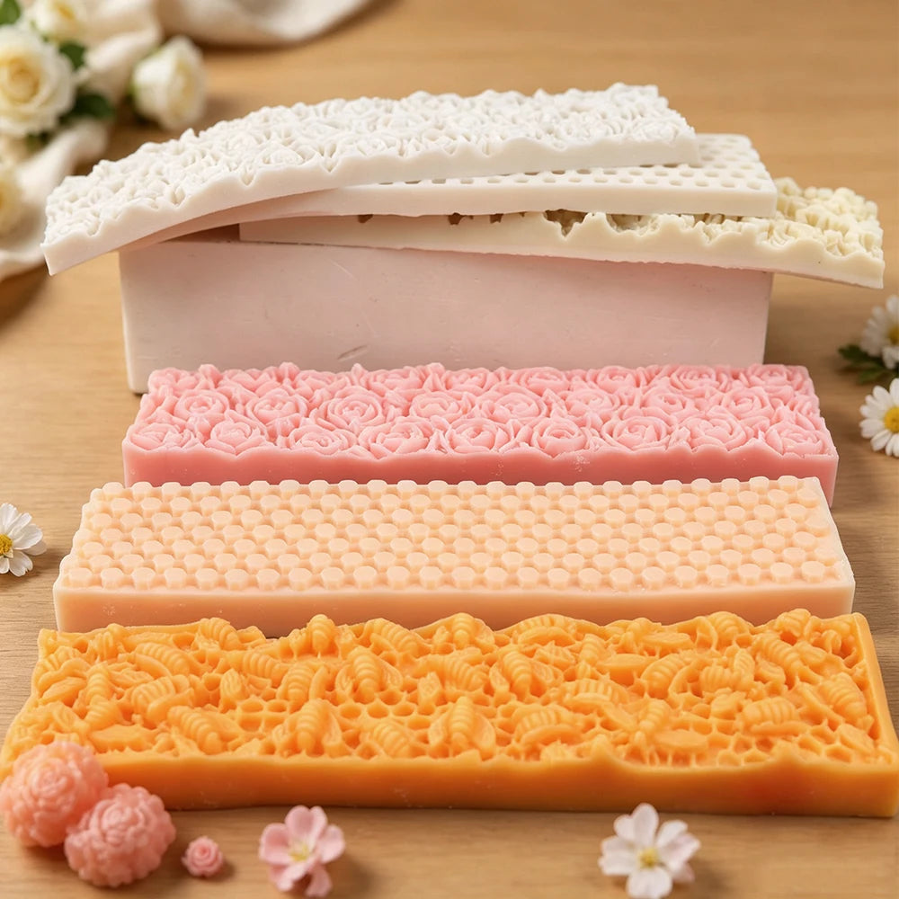 Silicone Embossing Mat for 1.2L Wooden Loaf Soap Mold Rose Honeycomb Bee Texture Liner DIY Handmade Soap Making Tool