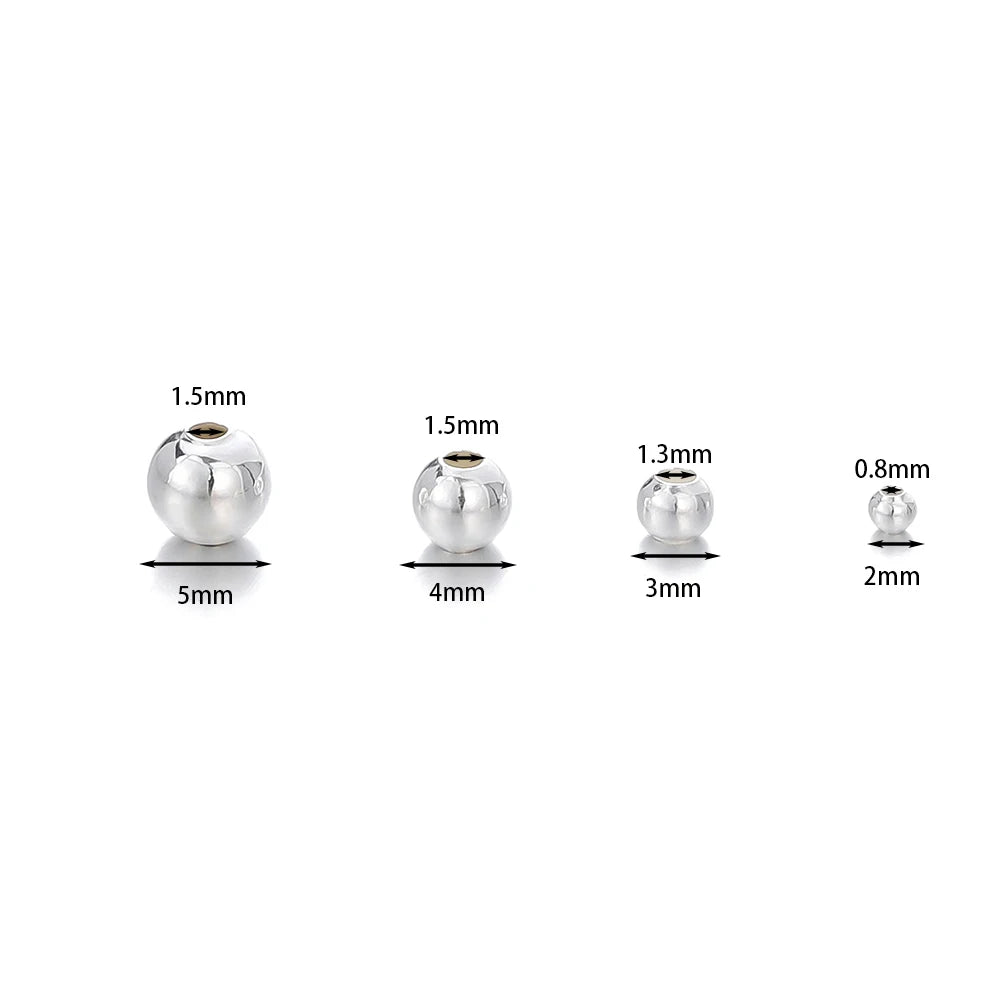 Metal Beads Sterling Silver Round Spacer Silver Bracelet Necklace Craft Beads