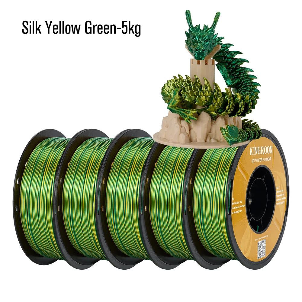 KINGROON Silk Dual-color PLA Filament 3D Printer 1.75mm 11/22 lbs Silk PLA Filament Plastic Materials 3D Printing Special Color