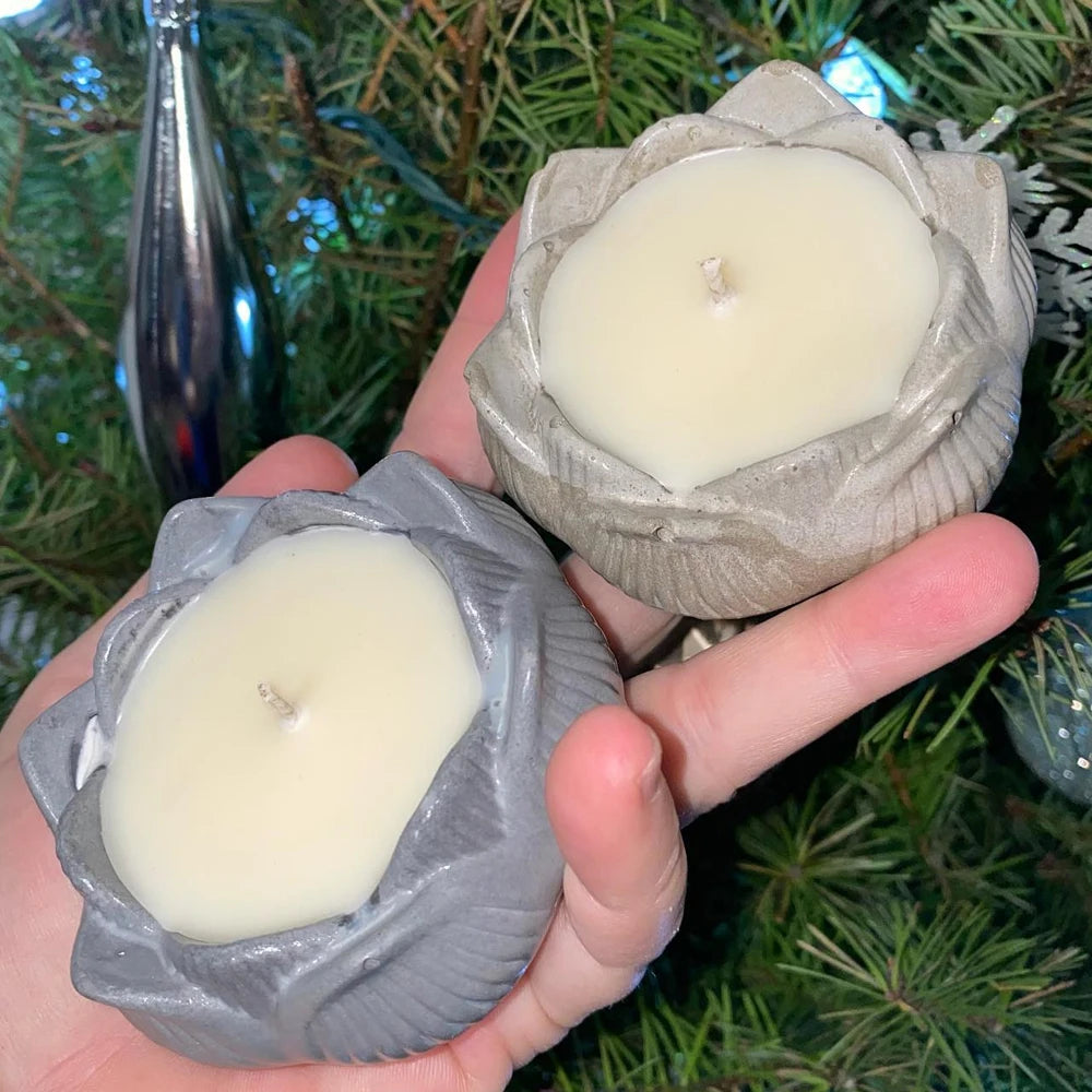3D Lotus Candlestick Silicone Mold for DIY Planter Storage Box Craft Making Concrete Resin Plaster Mould Candle Holder Mold Tool