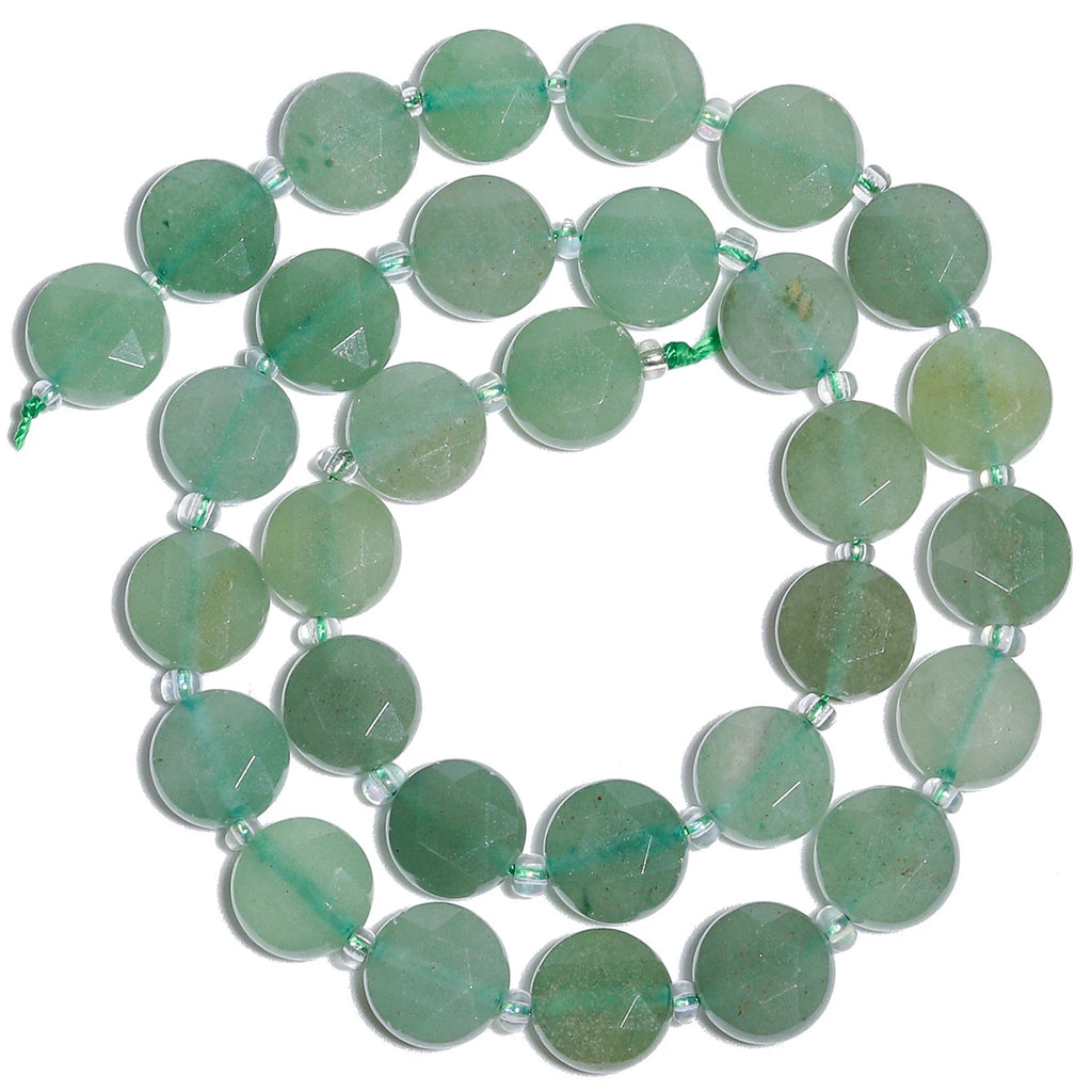 Stone Beads Nature Flat Round Amazonite Quartz-Style Agate Fluorite Craft Beads