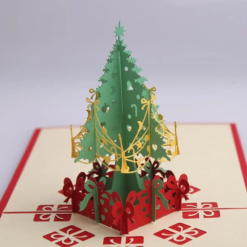 Christmas Card 3D Pop-Up Santa Tree Reindeer Holiday Greeting 36 Designs