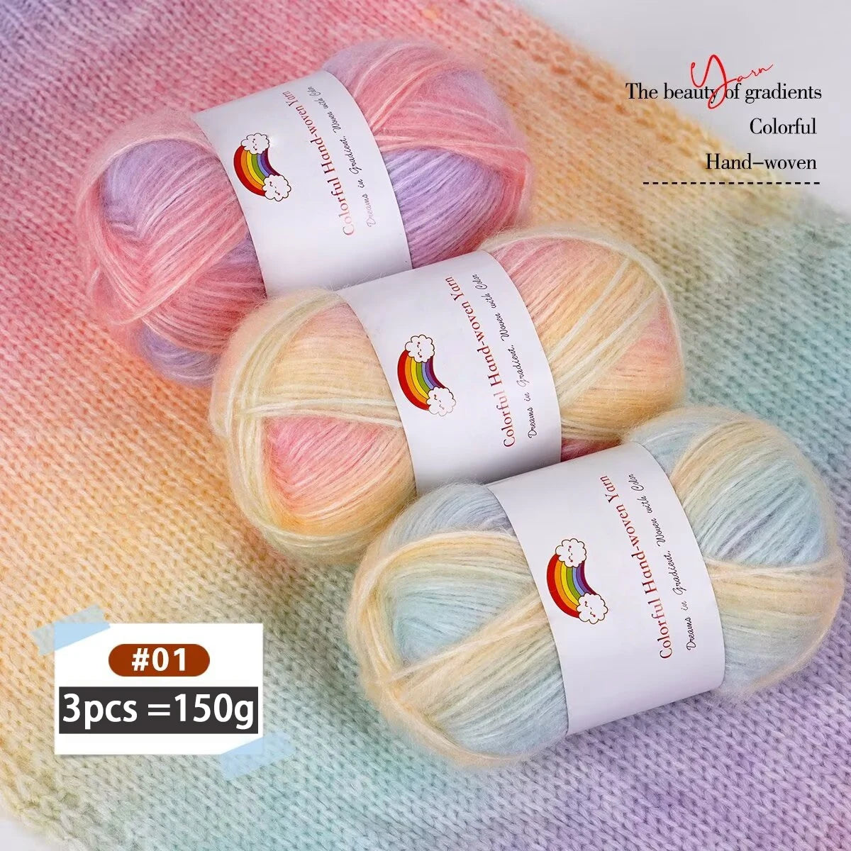 Yarn, Light Rainbow Gradient for Sweaters, Coats, Hats, Scarves & Shawls