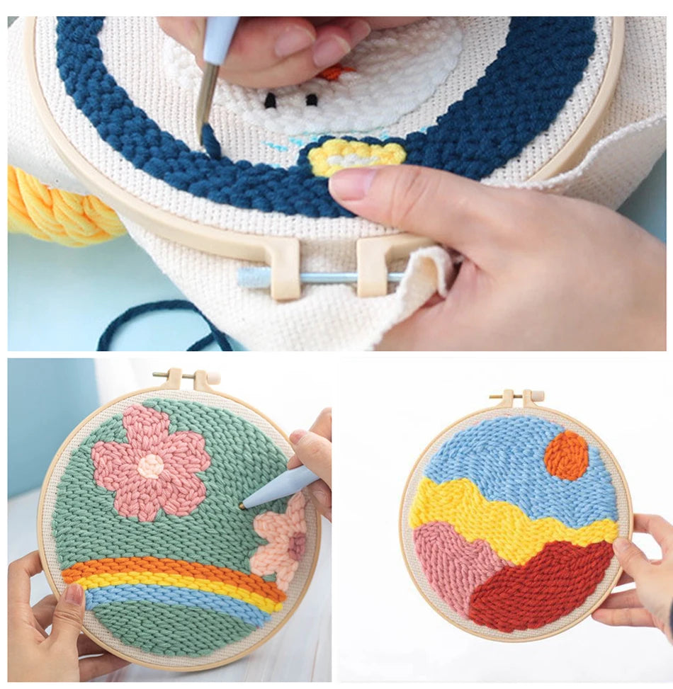 Punch Needle Kit, SDOYUNO Flowers for Beginner Embroidery & Yarn Painting