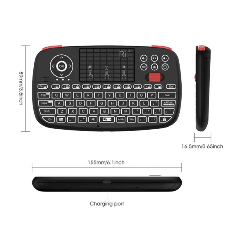 Wireless Keyboard With Touchpad Rii i4 Mini BT 2.4GHz Backlit Mouse Remote Control For Windows Android Smart TV