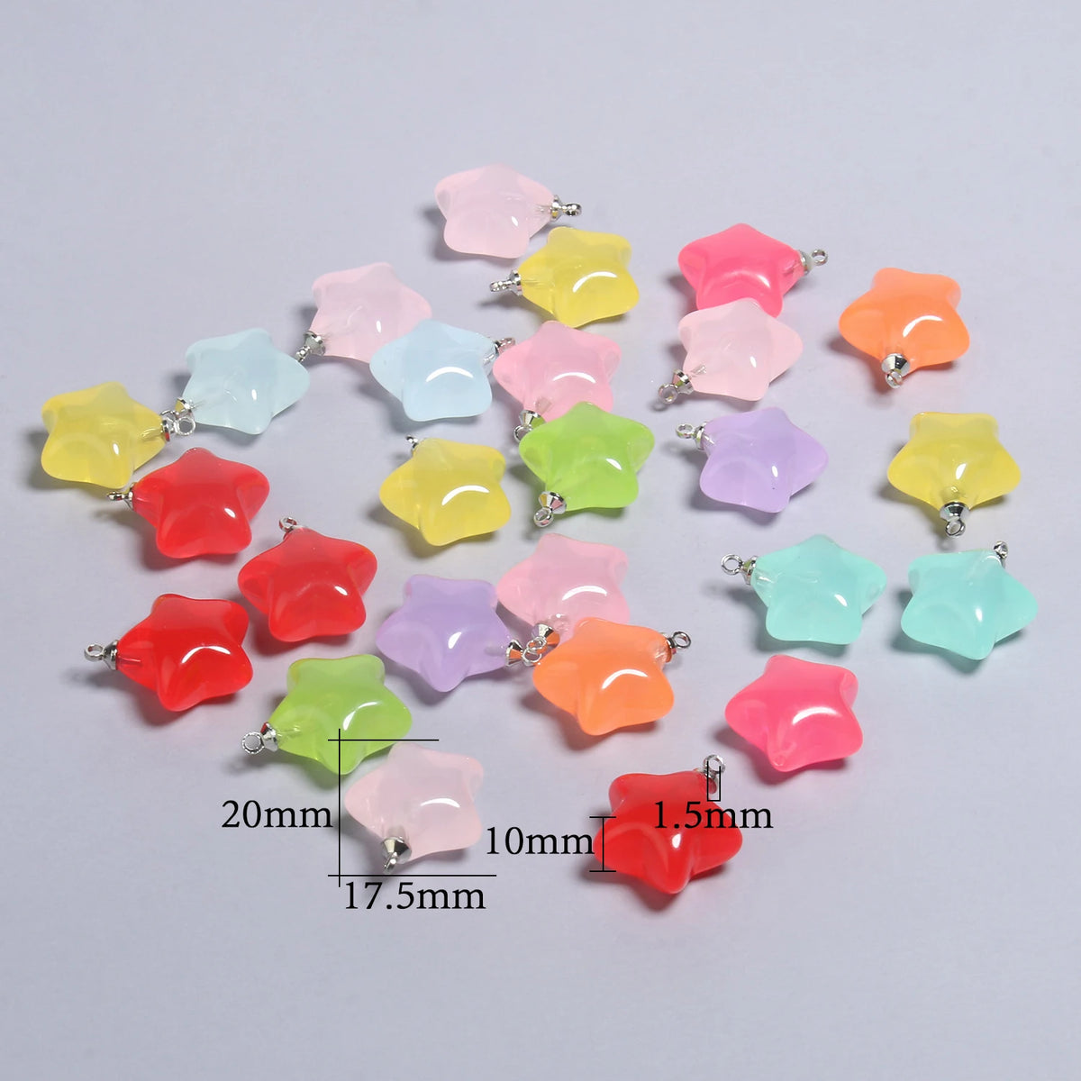 Resin Star Charms Colorful Candy-Style Pendants DIY Jewelry Making