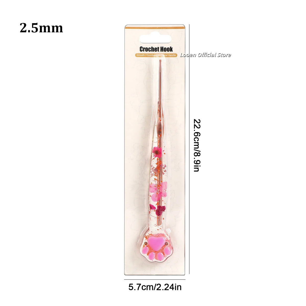 Crochet Hooks, Rose Gold Cat Paw & Floral Handles for Handmade Yarn Crafts