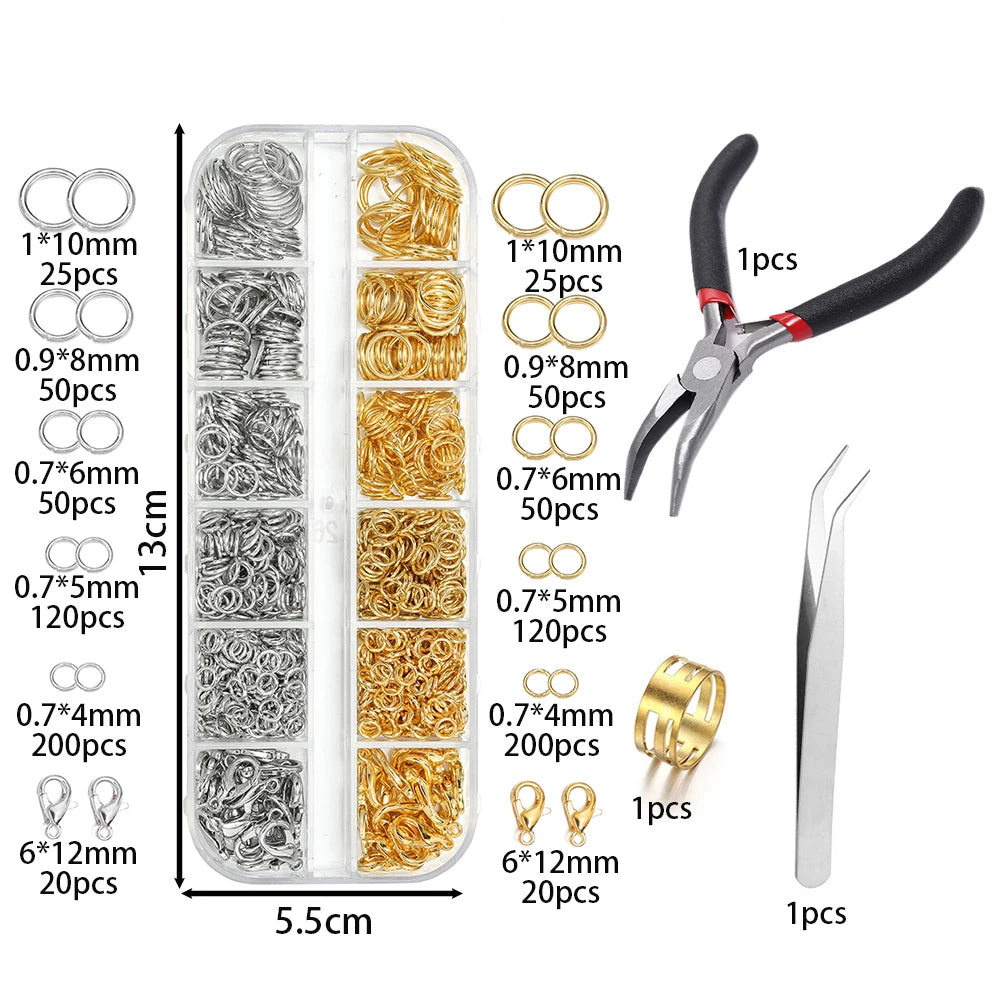 Jewelry Findings Kit Jump Rings Lobster Clasps Box DIY Jewelry Making