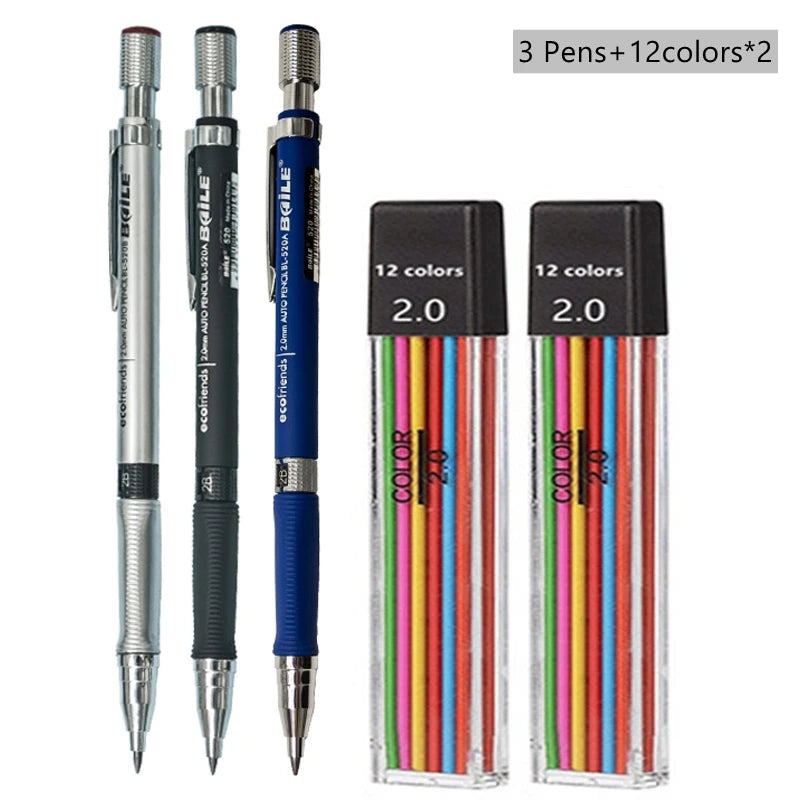 2.0mm Mechanical Pencil Set, 2B — Pencils & Lead Refills for Drawing & Sketching