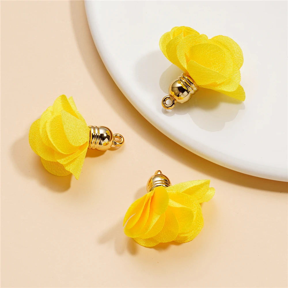 Earring Components Fabric Flower Tassel Pendants Bracelet DIY Jewelry Making