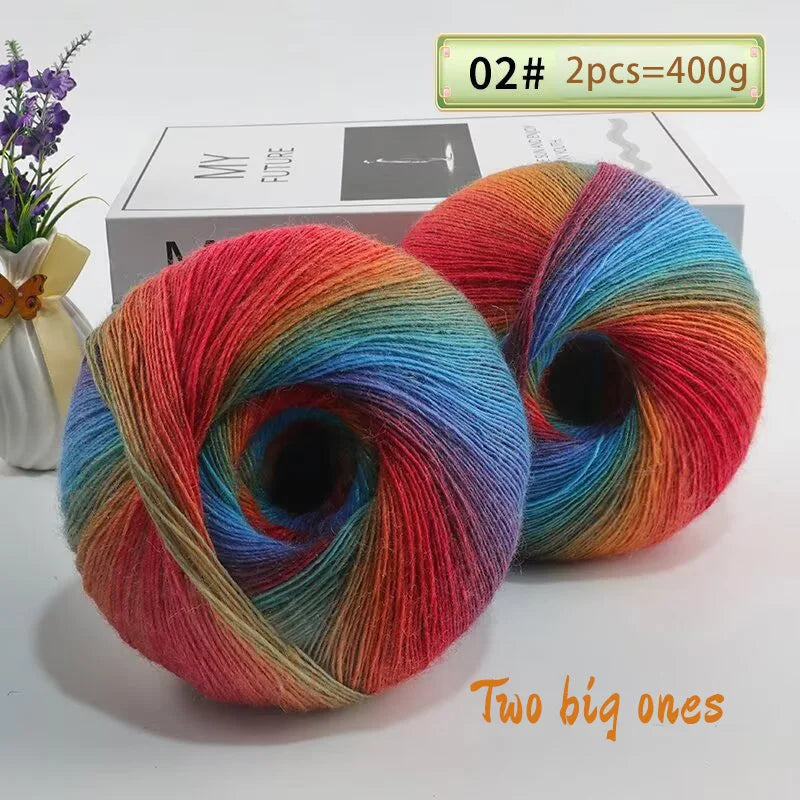 Yarn, Rainbow Gradient for Crochet Shawls, Sweaters, Hats & Flower Crafts