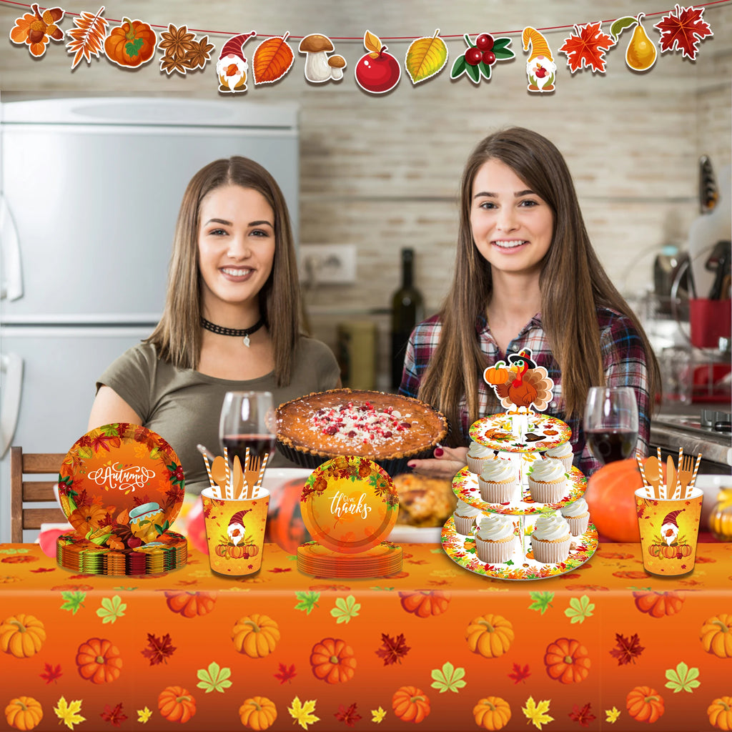130*220cm Thanksgiving Day Tablecloth Pumpkin Maple Leaves Table Cover For Thanksgiving Decoration Party Supplies