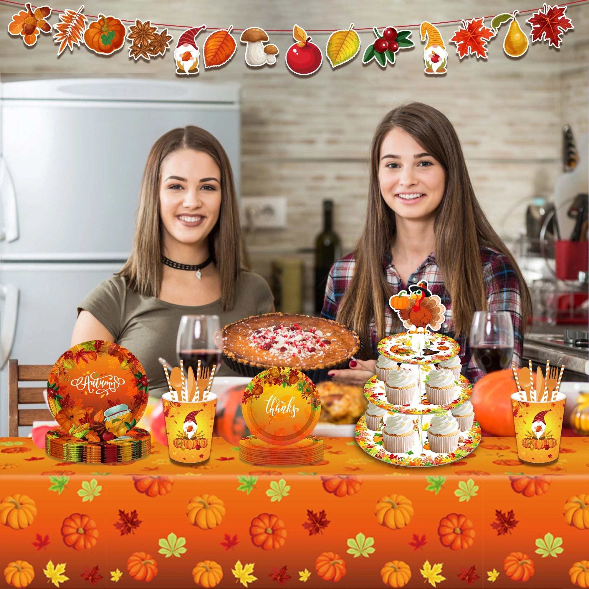 130*220cm Thanksgiving Day Tablecloth Pumpkin Maple Leaves Table Cover For Thanksgiving Decoration Party Supplies