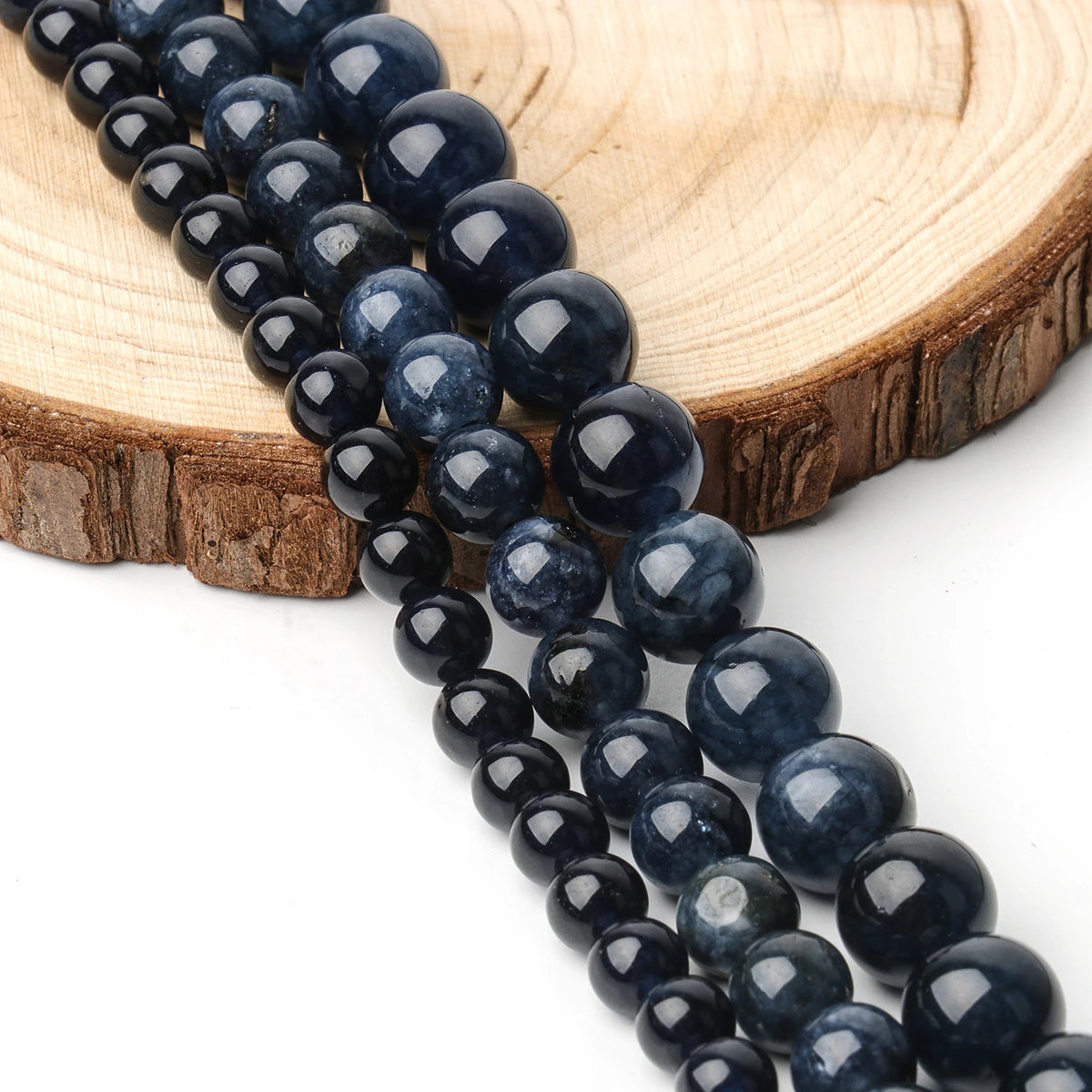 Stone Beads Round Deep Blue Sapphire-Style for DIY Jewelry Making Craft Beads