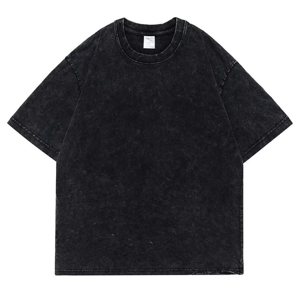 T-Shirt Unisex 230g Washed Retro Punk Drop Shoulder Vintage Loose Tee