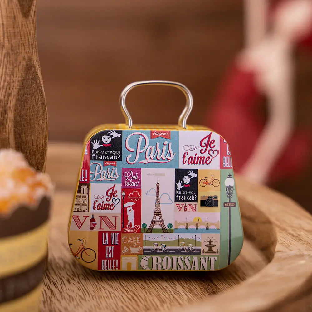 Christmas Tin Handbag Candy Box Santa Reindeer Holiday Gift Stocking Stuffer