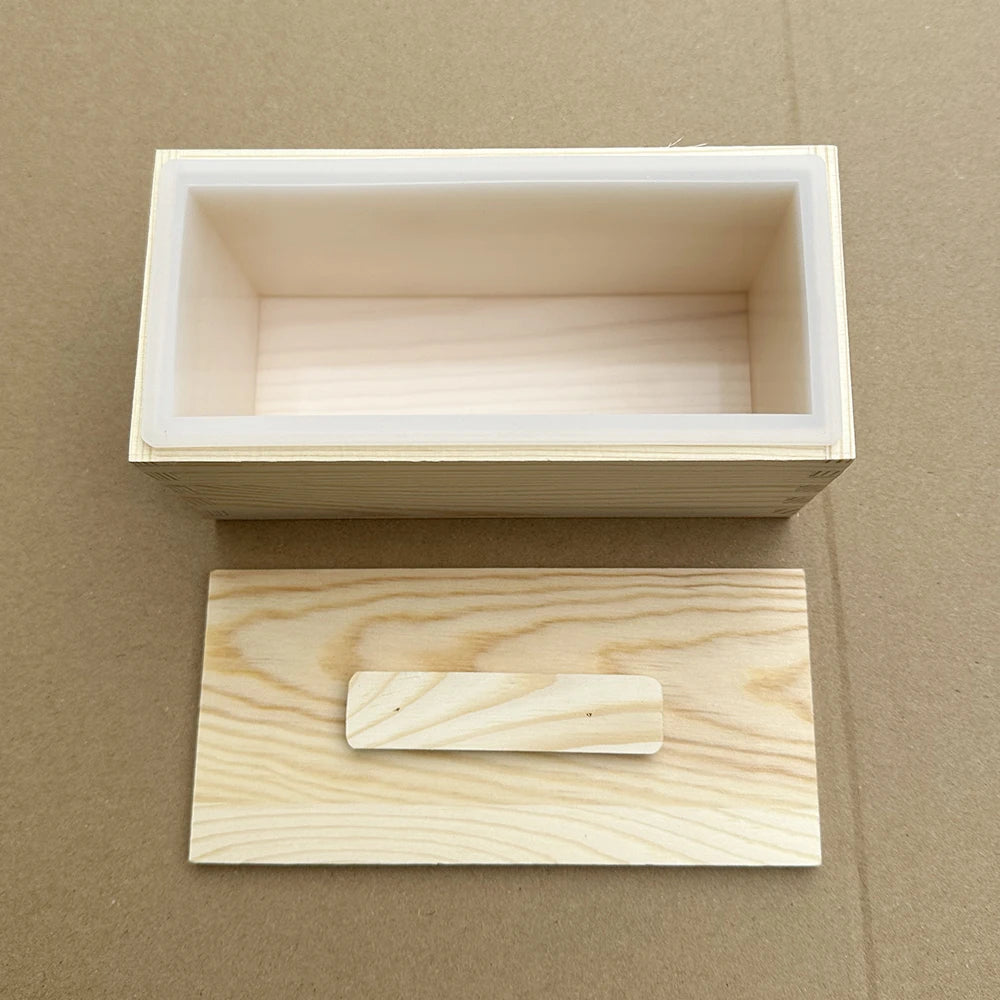 Loaf Soap Mold with Wooden Box - Silicone 600ml + Tube Embed Sets