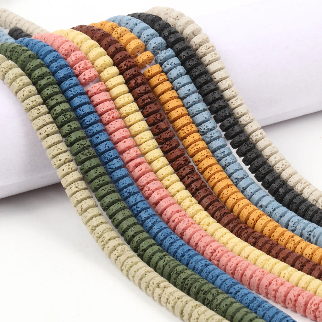 Stone Beads Rondelle Volcanic Lava Spacer Bracelets for DIY Jewelry Making