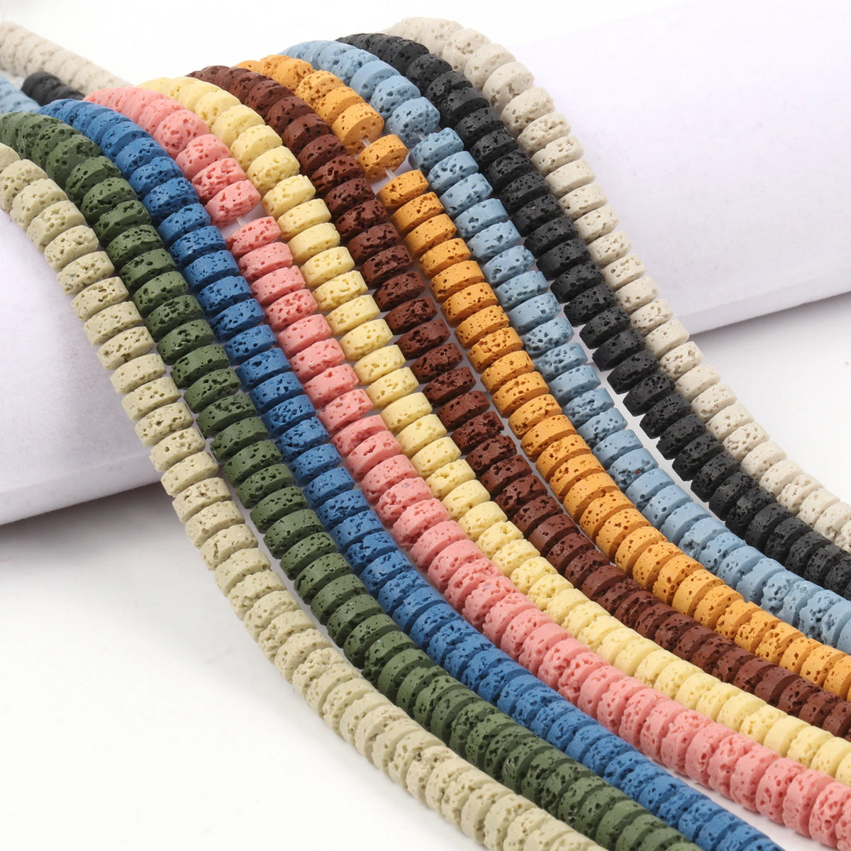 Stone Beads Rondelle Volcanic Lava Spacer Bracelets for DIY Jewelry Making