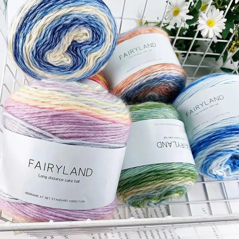 Yarn, Rainbow Gradient Cake for Handmade Sweaters, Scarves & Winter Hats
