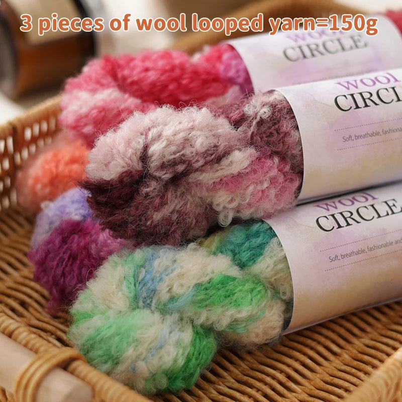 Yarn, Looped Texture with Gradient Colors for Sweaters, Scarves & Hats