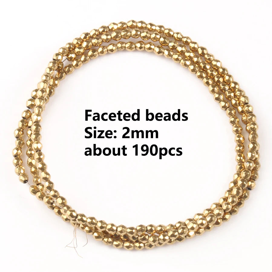 Stone Beads Gold-Tone Hematite-Style Spacer Shapes for DIY Jewelry Making