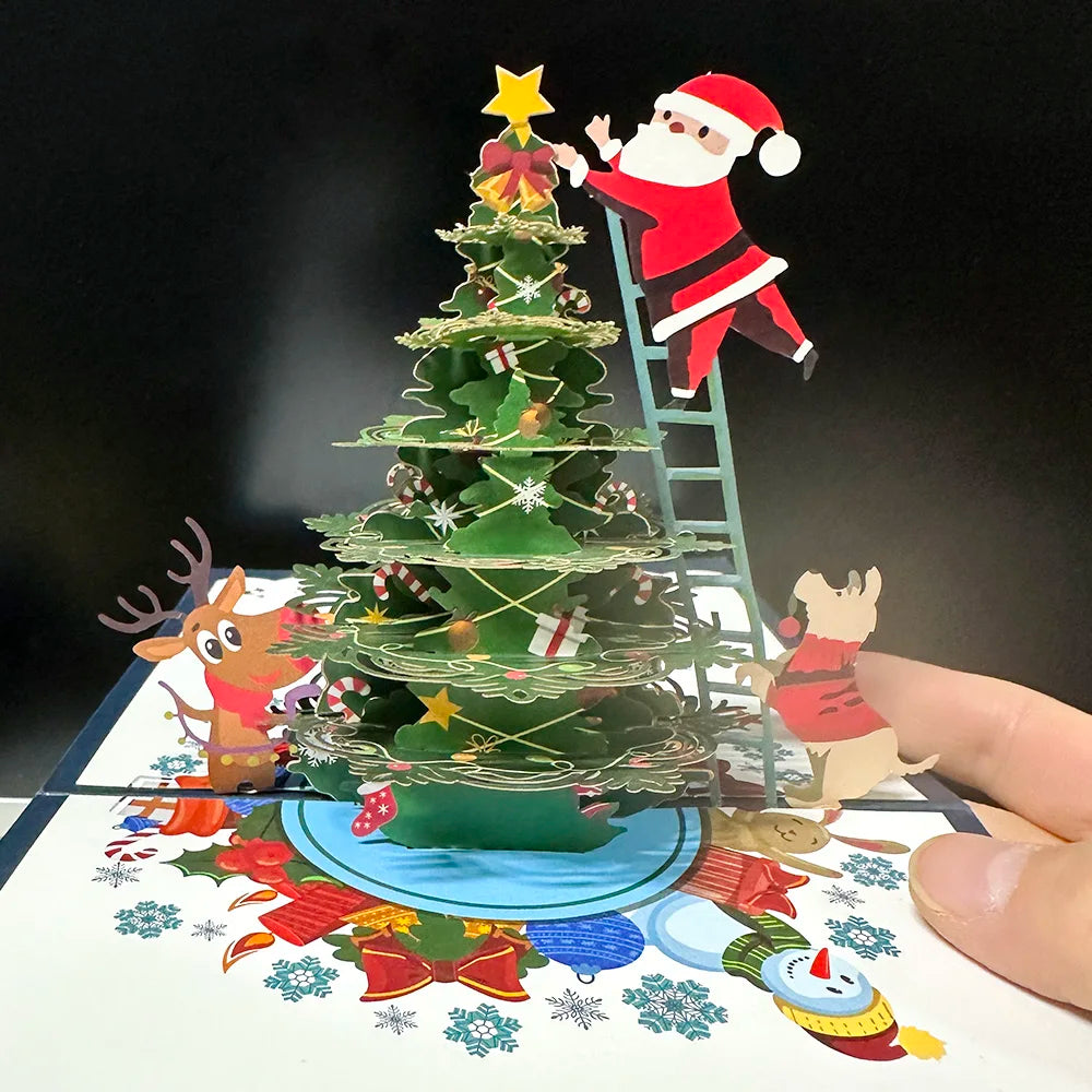 Christmas Card 3D Pop-Up Santa Tree Reindeer Holiday Greeting 36 Designs