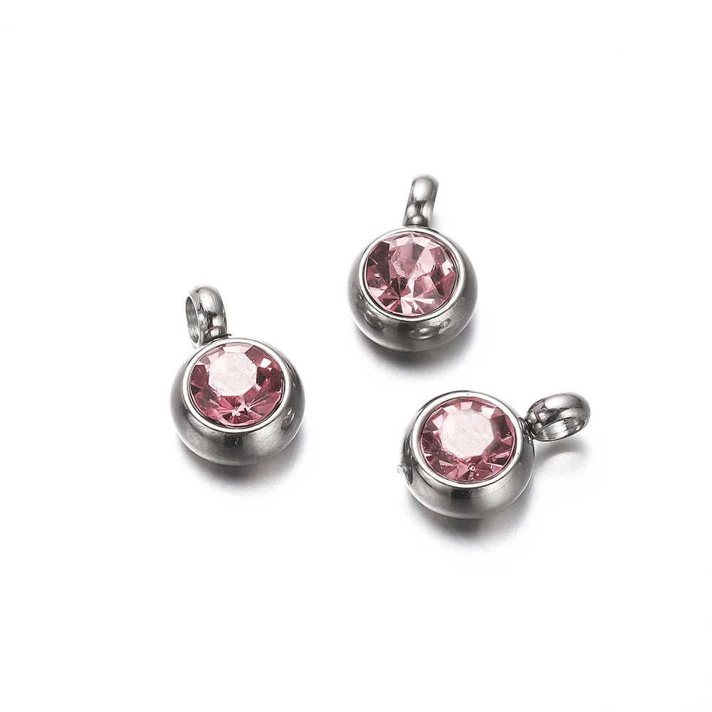 Earring Components Stainless Steel Birthstone Necklace Pendant Craft Supplies